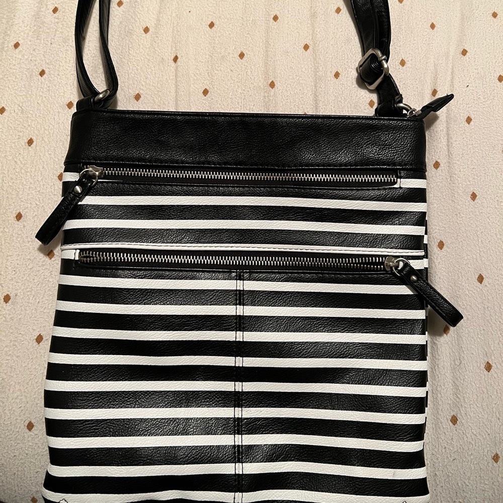 Black and white striped purse